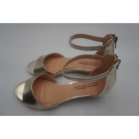 American Glamour Badgley Mischka Gold Open Toe Crystal Ankle Strap Sandals Sz 7 - Picture 4 of 10